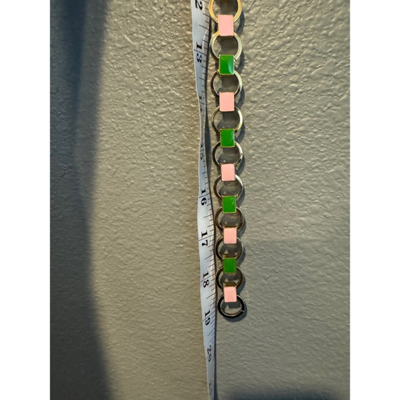 J. Crew Pink & Green Gold Block Chain Necklace - Picture 6 of 6